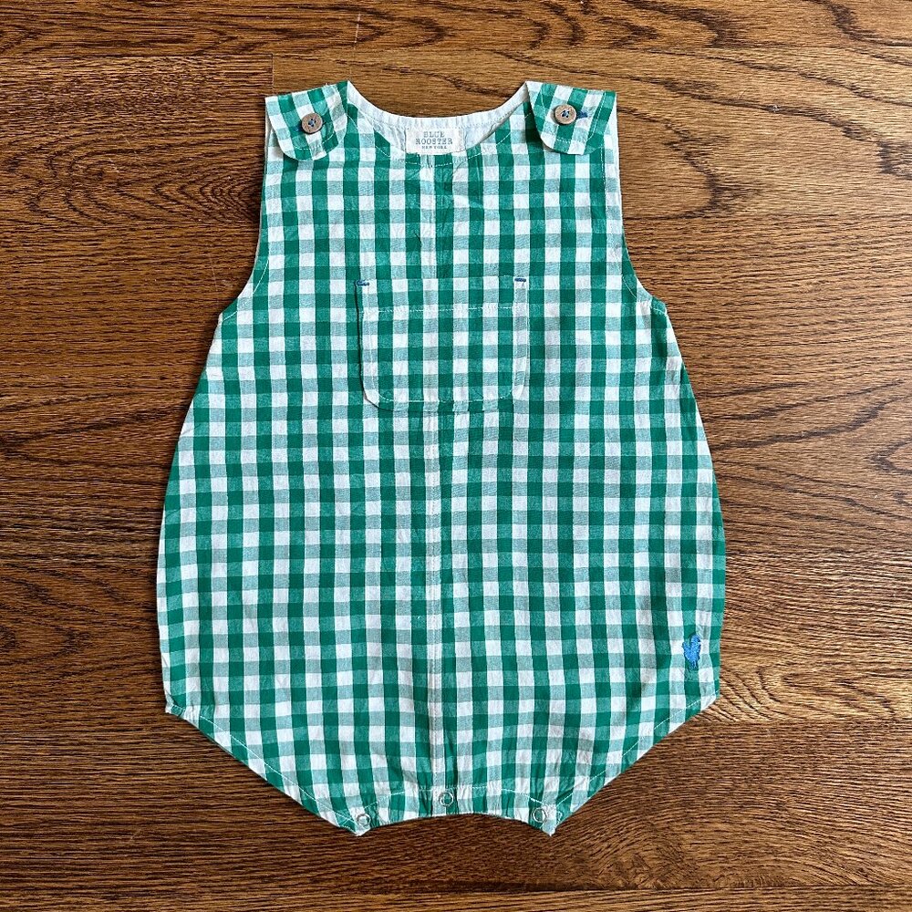 NWT Pink Chicken (Blue Rooster) Green Check Noah Bubble Jumper Boys